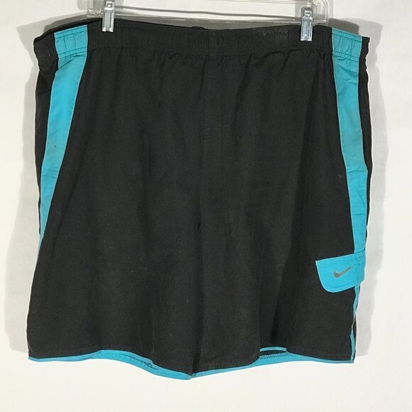 NIKE Sport Swim Trunks Black Teal Multicolor Athletic Shorts - Picture 3 of 9
